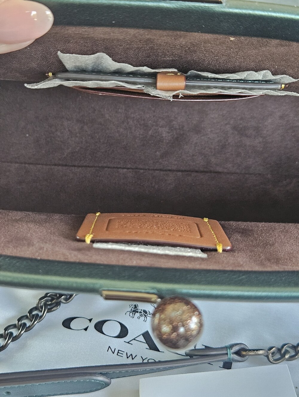 NWT Coach Metallic Green Crossbody/Clutch - Picture 2 of 9